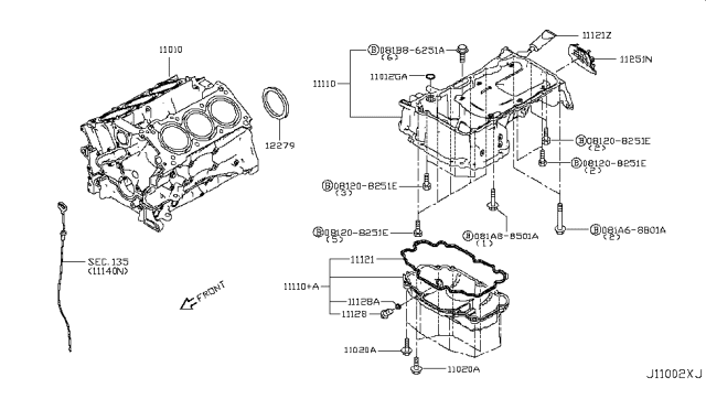 2017 Infiniti Q60 Cylinder Block & Oil Pan Diagram 1