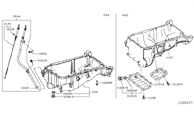 2019 Infiniti Q60 Cylinder Block & Oil Pan Diagram 7