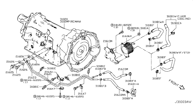 2018 Infiniti Q60 Auto Transmission,Transaxle & Fitting Diagram 10