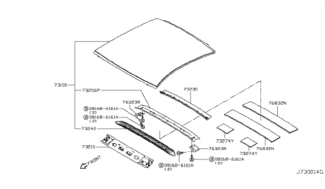 2017 Infiniti Q60 Roof Panel & Fitting Diagram 1