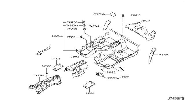 2017 Infiniti Q60 Floor Trimming Diagram 1