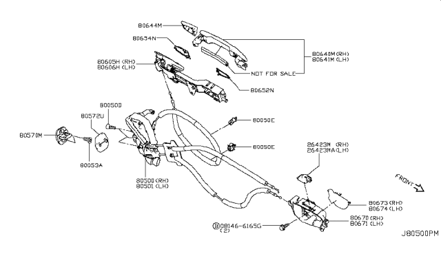 2017 Infiniti Q60 Front Door Lock & Handle Diagram