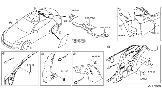 2017 Infiniti Q60 Insulator-Rear Pillar Diagram for 79490-5CA2A