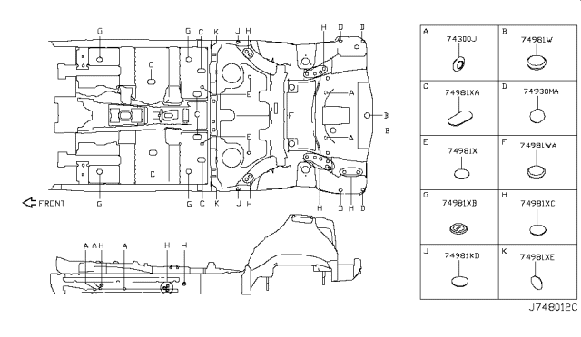 2017 Infiniti Q60 Floor Fitting Diagram 4