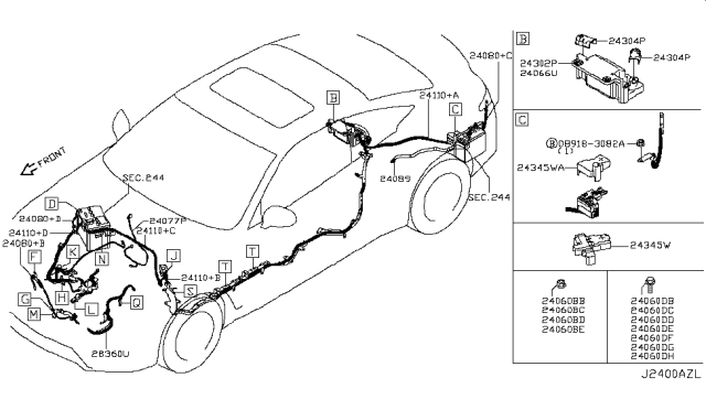 2017 Infiniti Q60 Cover-Connector Diagram for 24345-4GC0A