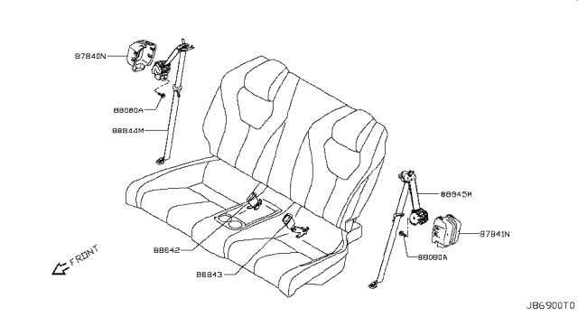 2018 Infiniti Q60 Belt Assy-Tongue,Rear Seat RH Diagram for 88844-5CA0A