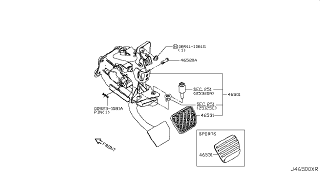 2019 Infiniti Q60 Brake & Clutch Pedal Diagram 1