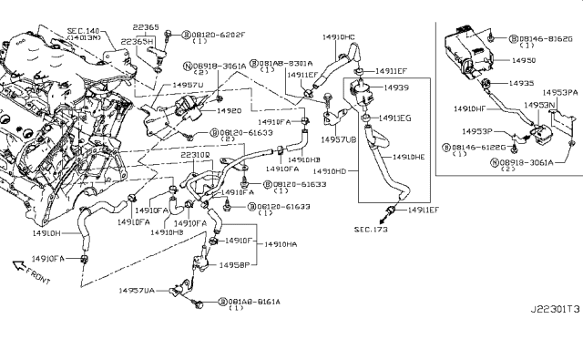 2018 Infiniti Q60 Bracket-Valve Diagram for 14932-4GD2A