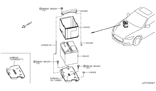 2017 Infiniti Q60 Cover-Battery Diagram for 24431-3WY0A