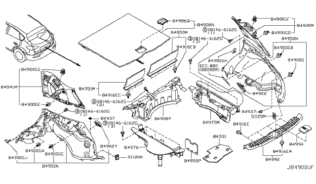 2016 Infiniti QX50 Trunk & Luggage Room Trimming Diagram