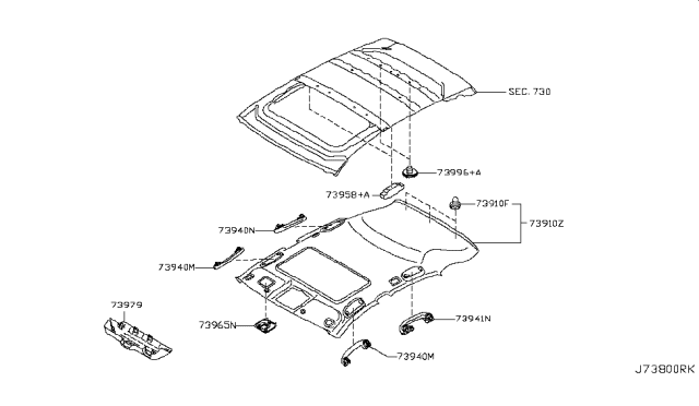 2010 Infiniti EX35 Roof Trimming Diagram 5