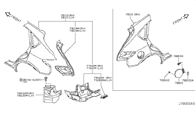 2009 Infiniti EX35 Rear Fender & Fitting Diagram