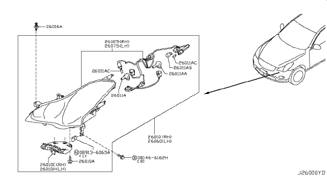 2012 Infiniti EX35 Headlamp Diagram 1