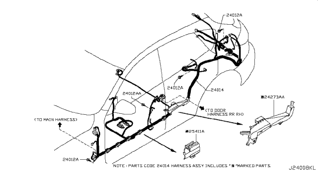 2015 Infiniti QX50 Harness-Body Diagram for 24014-5UB3A