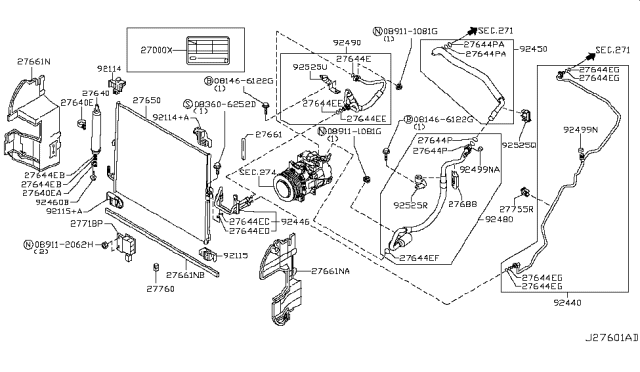 2010 Infiniti EX35 Condenser,Liquid Tank & Piping Diagram 1