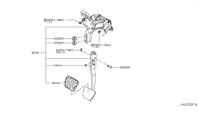 2010 Infiniti EX35 Brake & Clutch Pedal Diagram 2