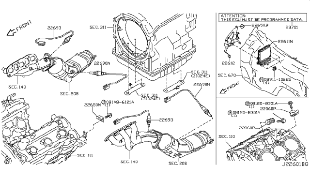 2012 Infiniti EX35 Engine Control Module Diagram for 23710-1UV5B