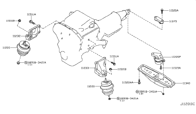 2009 Infiniti EX35 Engine & Transmission     Mounting Diagram 1