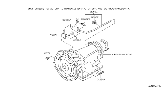 2010 Infiniti EX35 Auto Transmission,Transaxle & Fitting Diagram 1