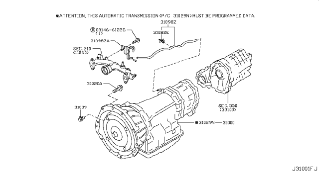 2010 Infiniti EX35 Auto Transmission,Transaxle & Fitting Diagram 2