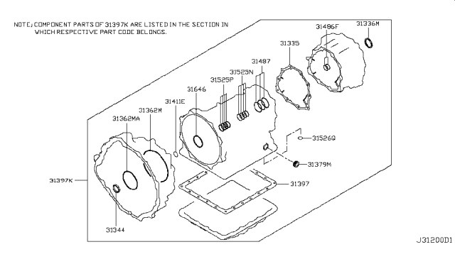 2008 Infiniti EX35 Gasket & Seal Kit (Automatic) Diagram