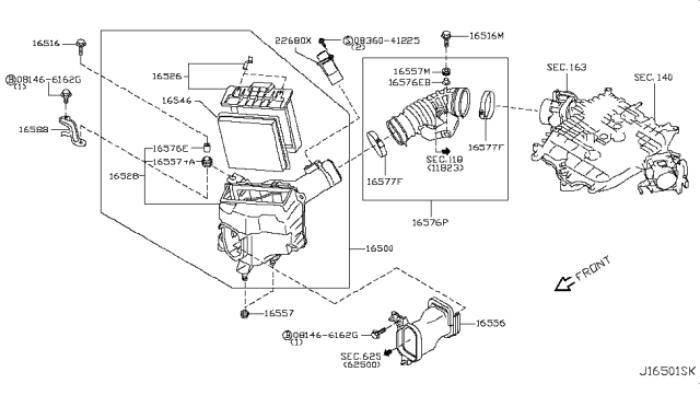 2012 Infiniti EX35 Air Cleaner Diagram 4