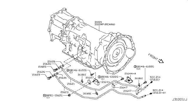 2011 Infiniti EX35 Transmission Assembly - Auto Diagram for 310C0-1BV0B
