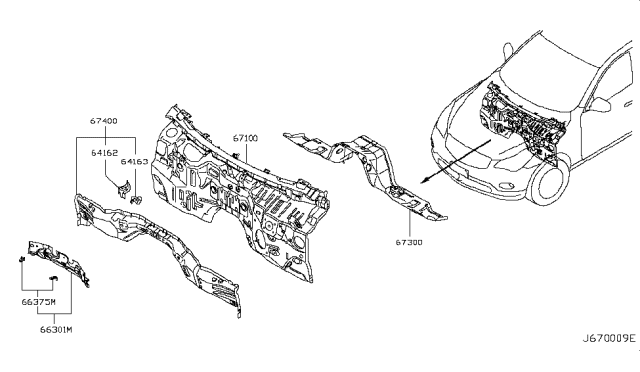 2015 Infiniti QX50 Dash Panel & Fitting Diagram