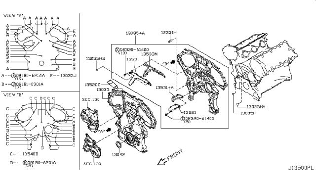 2009 Infiniti EX35 Front Cover,Vacuum Pump & Fitting Diagram 2