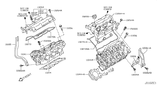 2012 Infiniti EX35 Cylinder Head & Rocker Cover Diagram 2