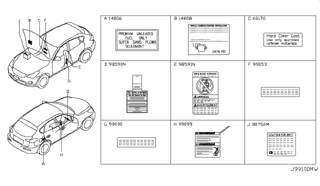 2009 Infiniti EX35 Label-Emission Control,A Diagram for 14805-1BU0A