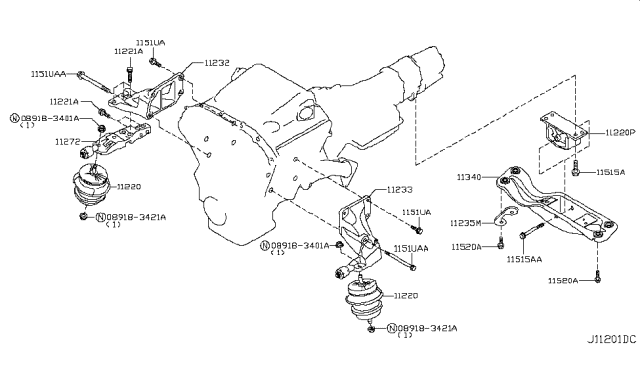 2009 Infiniti EX35 Engine & Transmission     Mounting Diagram 2