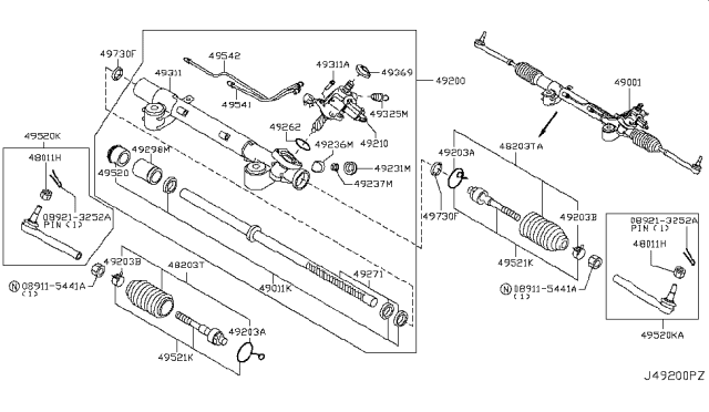 2008 Infiniti EX35 Power Steering Gear Diagram 4