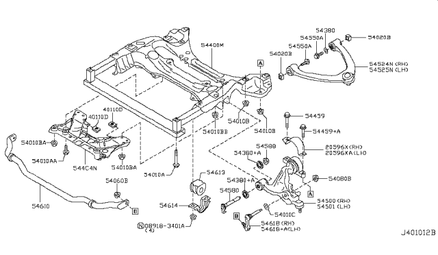 2010 Infiniti EX35 Transverse Link Complete, Right Diagram for 54500-1BD1B