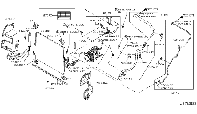 2008 Infiniti EX35 Condenser,Liquid Tank & Piping Diagram