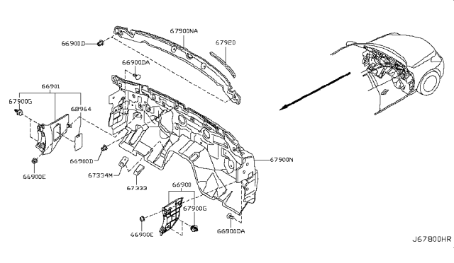 2015 Infiniti QX50 Dash Trimming & Fitting Diagram 1