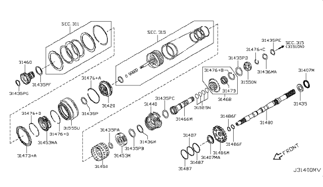 2012 Infiniti EX35 Governor,Power Train & Planetary Gear Diagram