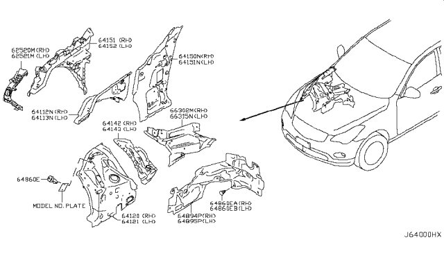 2009 Infiniti EX35 Housing-Front STRUT,LH Diagram for 64121-1BA5A