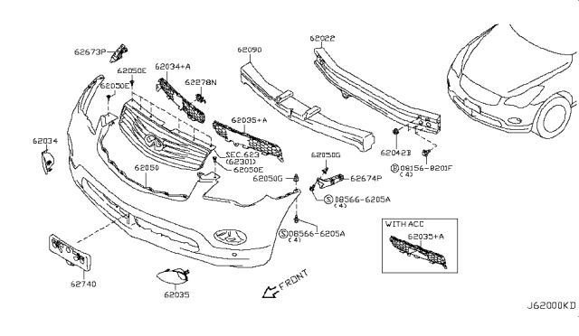 2008 Infiniti EX35 Front Bumper Diagram 2