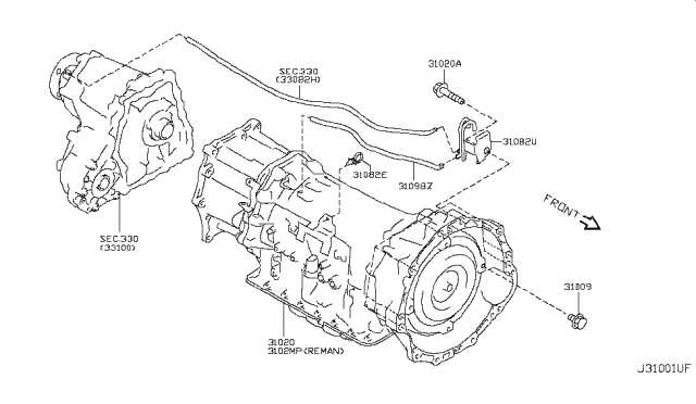 2010 Infiniti EX35 Auto Transmission,Transaxle & Fitting Diagram 7