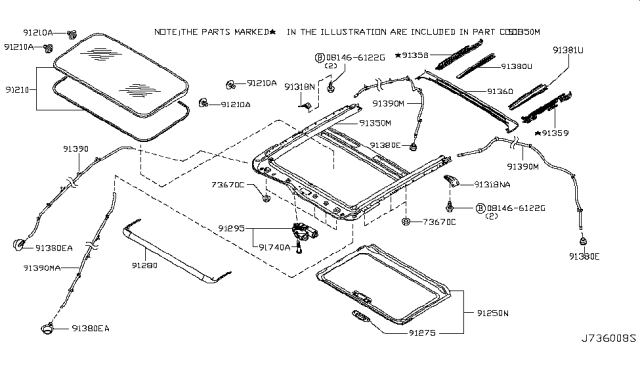 2008 Infiniti EX35 Sun Roof Parts Diagram 2