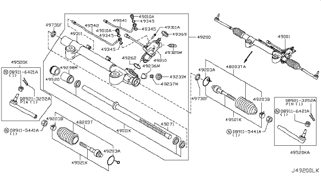 2008 Infiniti EX35 Power Steering Gear Diagram 1