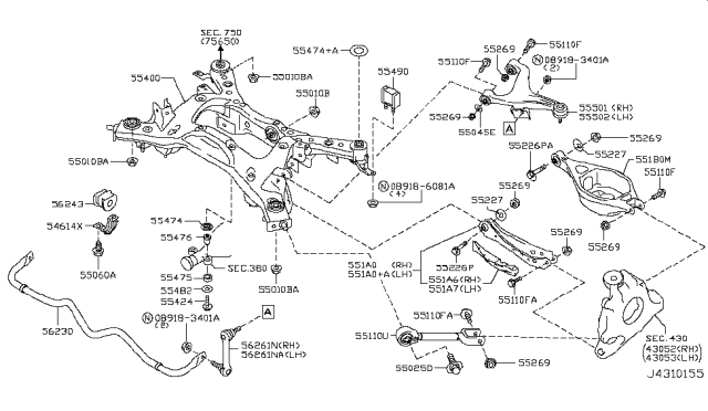 2008 Infiniti EX35 Rear Suspension Diagram 3