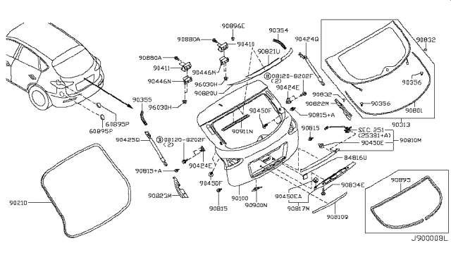 2009 Infiniti EX35 Stay Assy-Back Door,RH Diagram for 90450-1BA0A