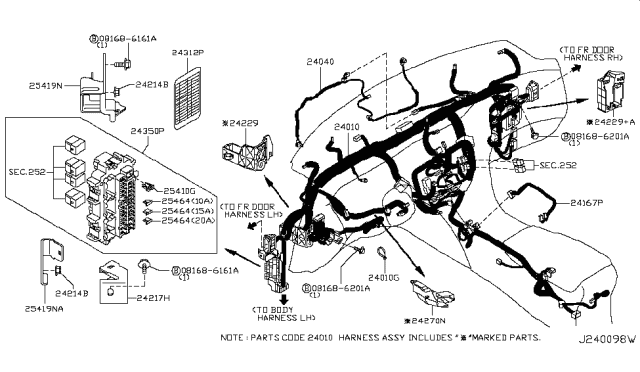 2013 Infiniti EX37 Harness-Main Diagram for 24010-3WM5B