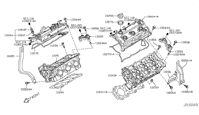 2008 Infiniti EX35 Cylinder Head & Rocker Cover Diagram 1