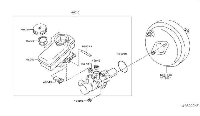 2008 Infiniti EX35 Nut Diagram for 46064-EN000