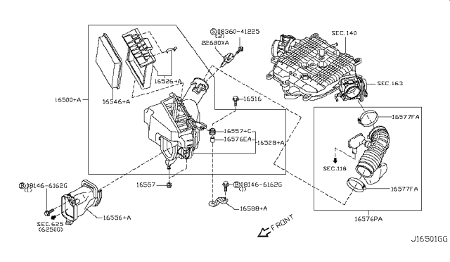 2013 Infiniti EX37 Air Cleaner Diagram 1