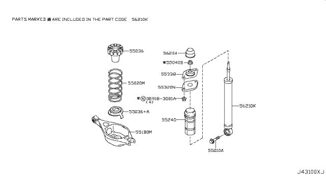 2010 Infiniti EX35 Rear Suspension Diagram 2