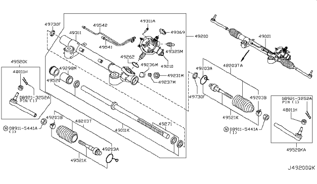 2011 Infiniti EX35 Power Steering Gear Diagram 2